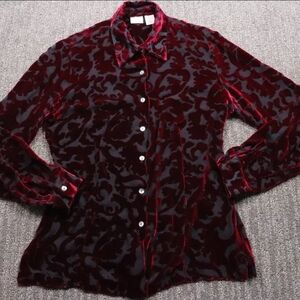 Vintage Merona Silk Blend Velvet & Mesh Button Shirt Women size xs
